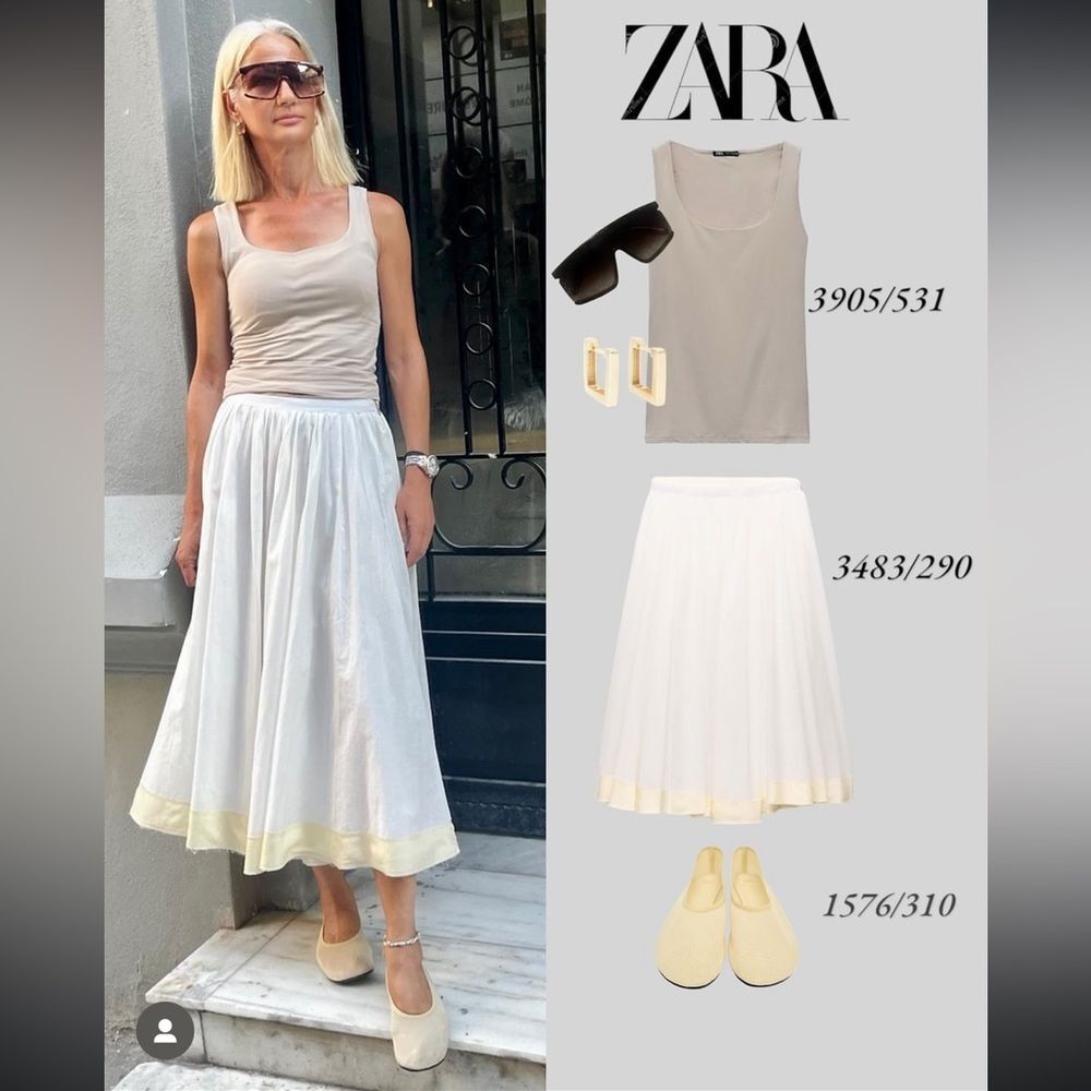 ZARA CONTRASTING MIDI SKIRT ZW COLLECTION